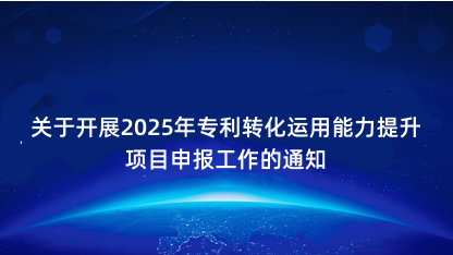 【通知】关于开展2025年专利转化运用能力提升项目申报工作的..